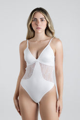 Day to Night Bodysuit Recycled Moonlight in White